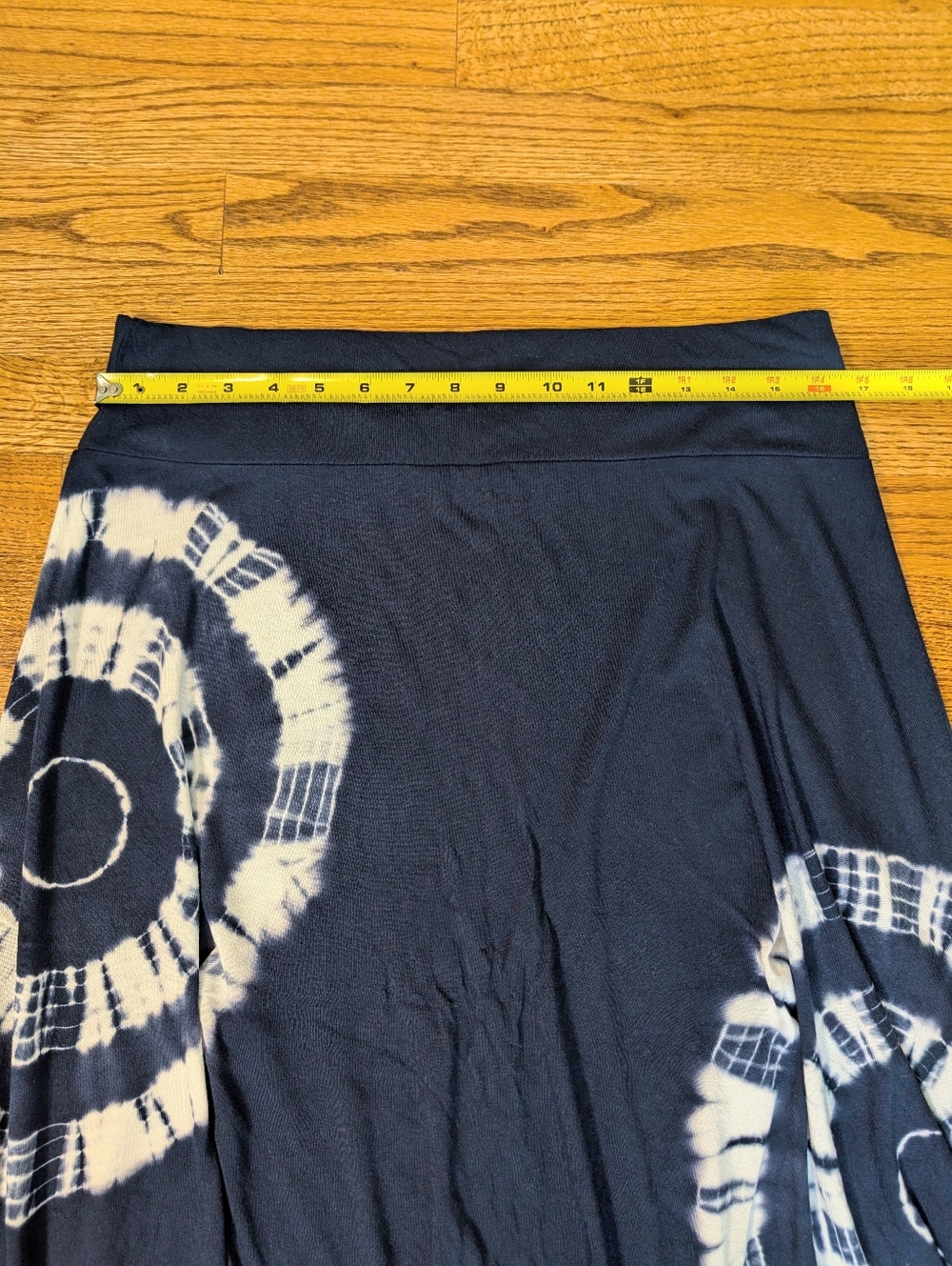 Roz & Ali Midi Skirt Navy Blue Tie Dye Boho Flowy High Low Size L - Picture 2 of 5